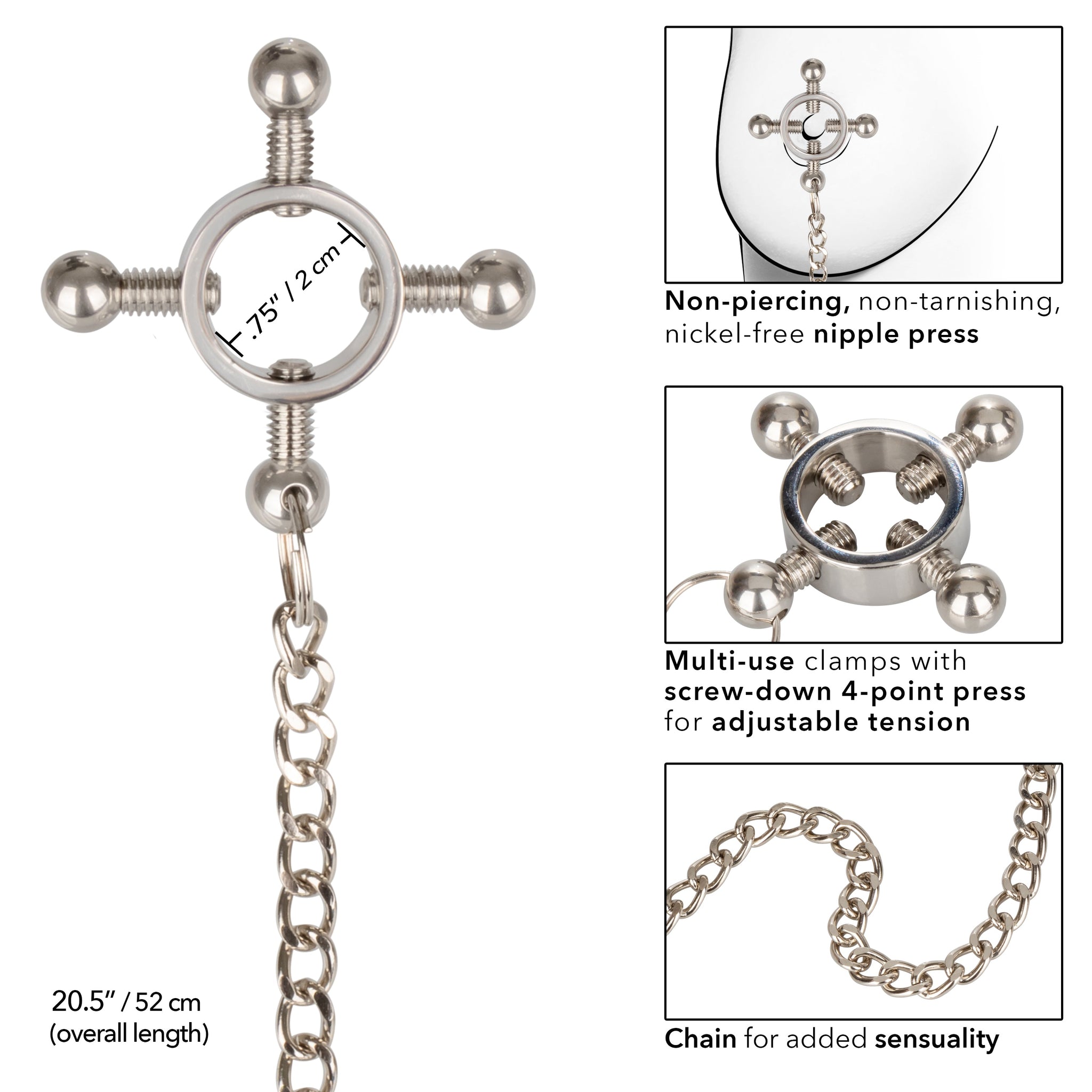 Nipple Grips 4 Point Nipple Press With Chain – Adjustable Nipple Clamp > Sex Toys > Nipple Clamps - Tophatter Daily Deals