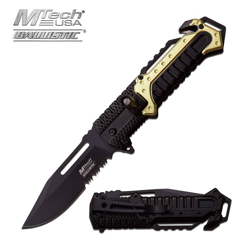 Green Aluminum Tactical Rescue Assisted Opening Knife - TOPHATTER'S ARMORY DEALS Collectible Weapons - Tophatter Daily Deals