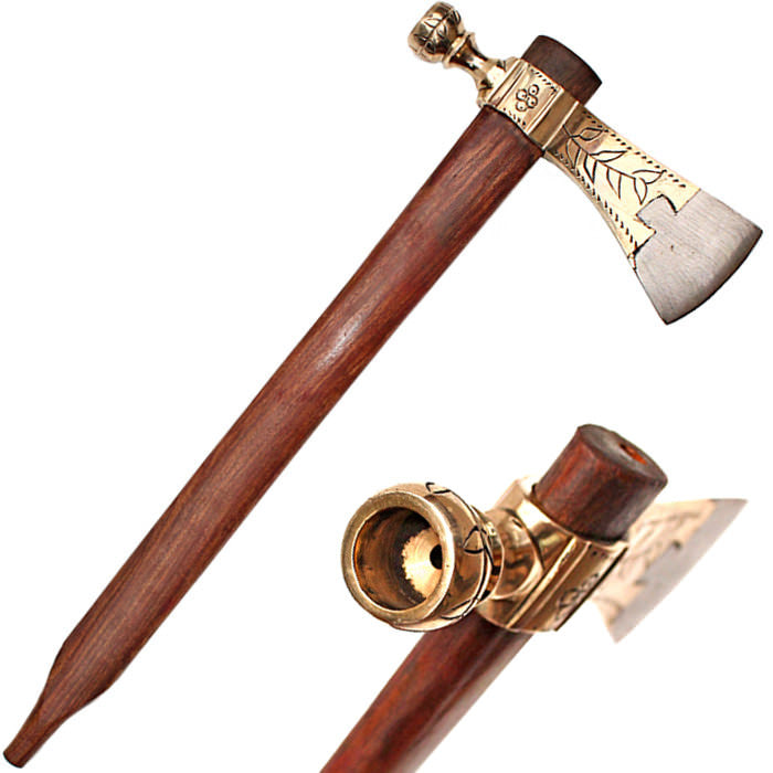 Decorative Brass Tomahawk Peace Pipe Collectible Weapons - Tophatter Daily Deals