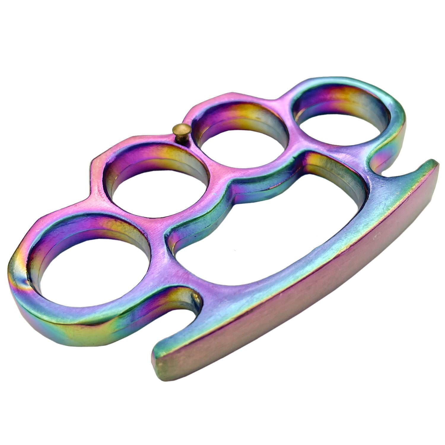 Solid Steel Knuckle Duster Belt Buckle Paperweight Rainbow Collectible Weapons - Tophatter Daily Deals