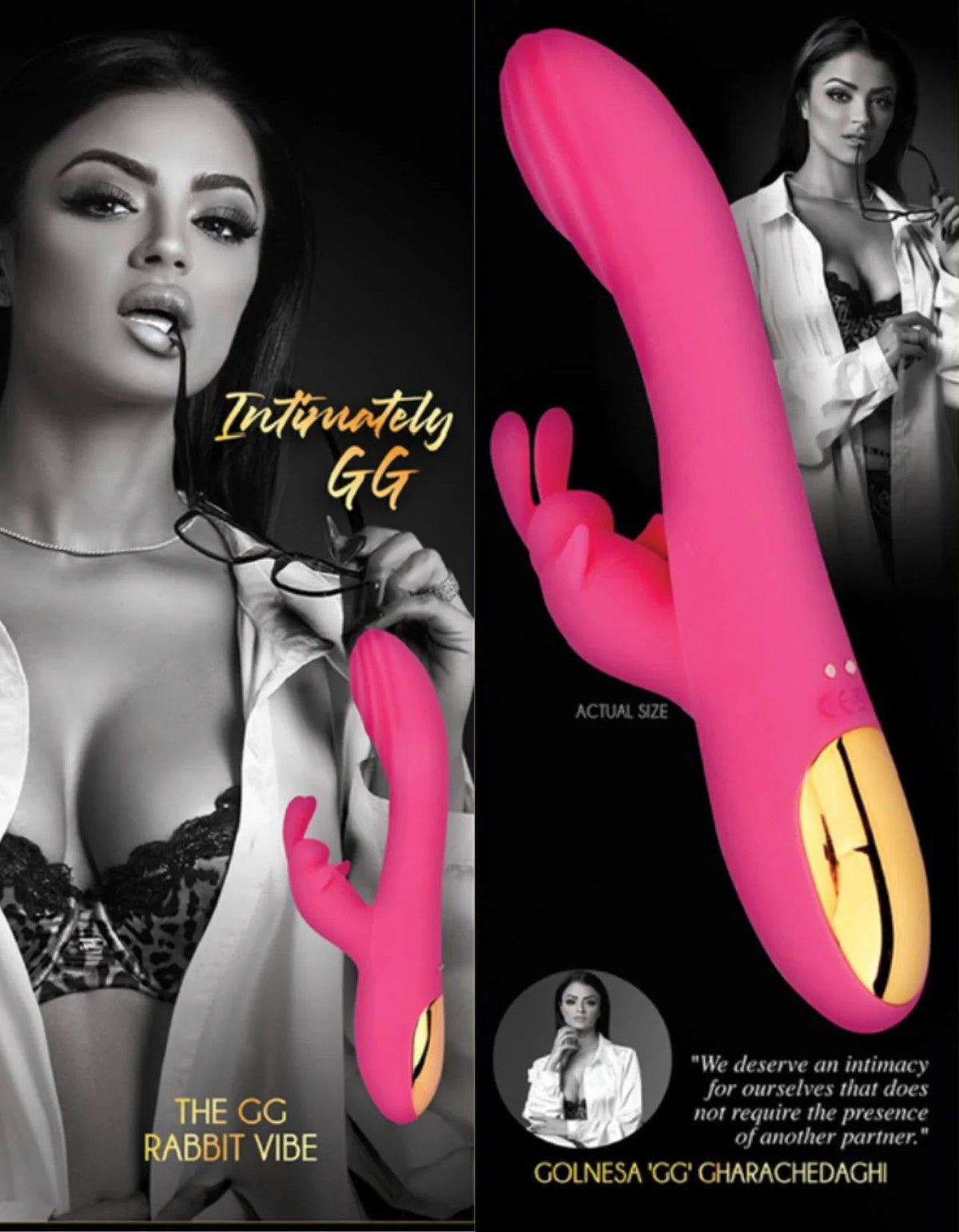 Intimately GG The GG Rabbit Vibe Bright Pink Food-Grade Silicone with Gold Accents > Vibrators > Ladies > Rabbit - Tophatter Daily Deals