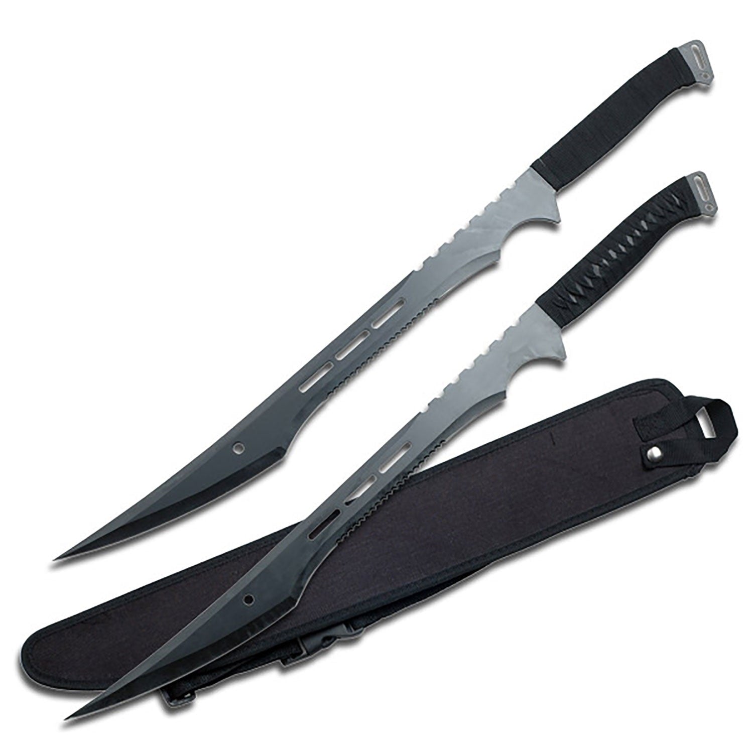 27" Full Tang Twin Ninja Fighting Sword Set Black Oxidized Stainless Steel Blades - Tophatter's Inc. Weapons Store Online Collectible Weapons - Tophatter Daily Deals