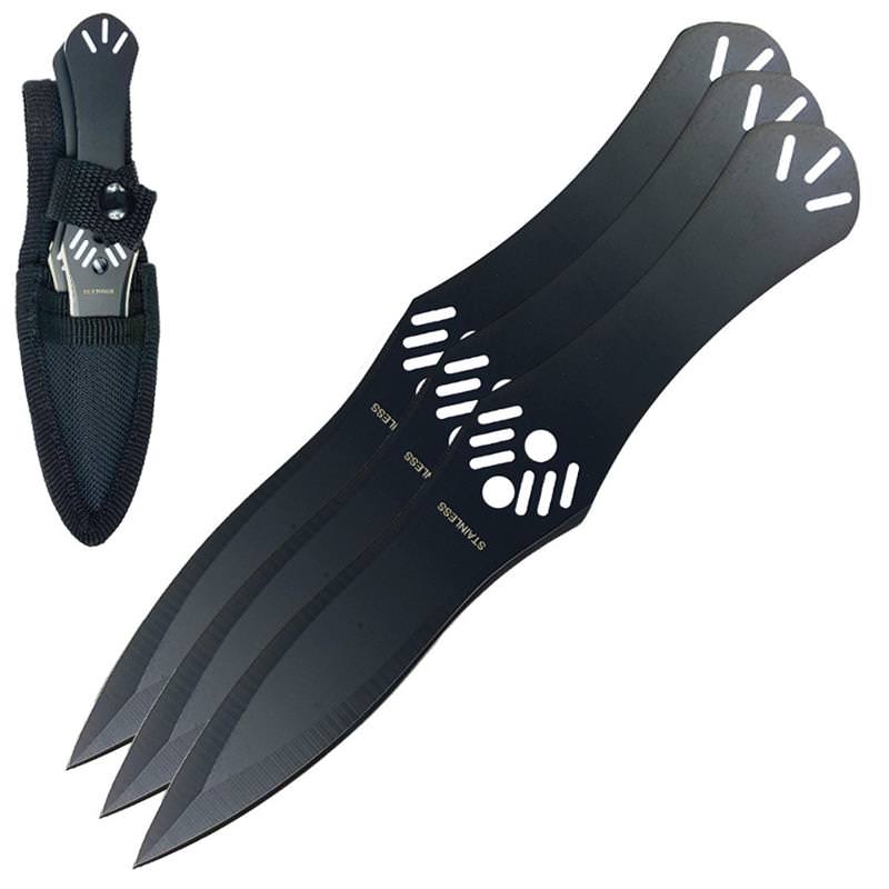 Aerodynamic Design Black 3 Piece Throwing Knife Set Collectible Weapons - Tophatter Daily Deals