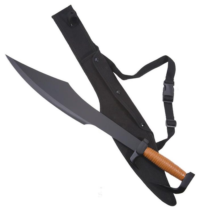 Greek Fighting Spartan War Sword with Black Blade and Shoulder Scabbard - TOPHATTER'S ARMORY DEALS Collectible Weapons - Tophatter Daily Deals