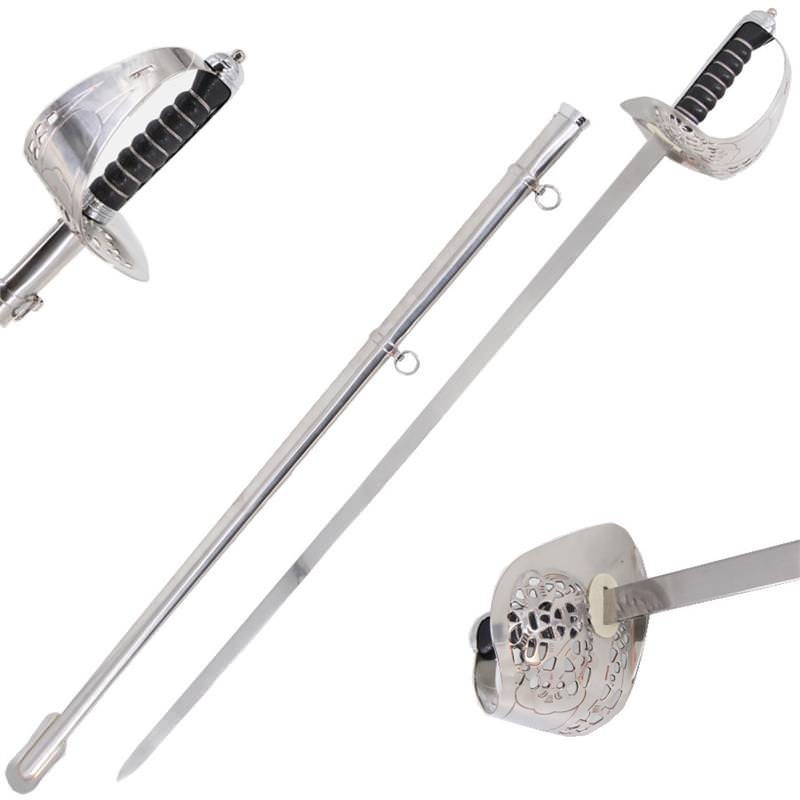 High Quality Ceremonial Dress Sword Silver With Scabbard 40 Inch Overall - Tophatter's Guns'N'Weapons Store Collectible Weapons - Tophatter Daily Deals