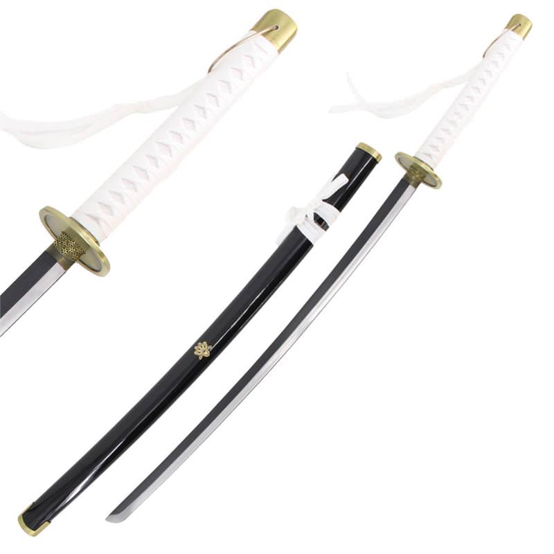 Akashi Kuniyuki Touken Ranbu Katana Sword Replica Black White Wood Scabbard - Tophatter's Guns'N'Weapons Store Collectible Weapons - Tophatter Daily Deals