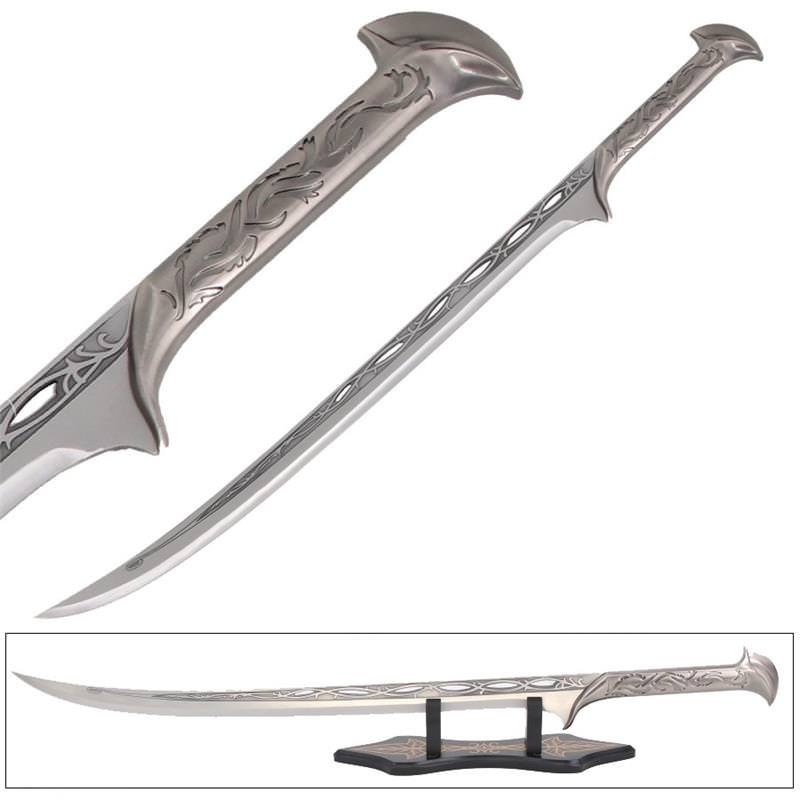 Silver Fantasy Claw Collector Sword with Wooden Display Stand 37.5 Inch Collectible Weapons - Tophatter Daily Deals