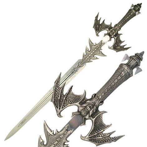 Stainless Steel Demon Serpent Fantasy Sword With Wooden Display Plaque - Tophatter's Inc. Weapons Store Online Collectible Weapons - Tophatter Daily Deals