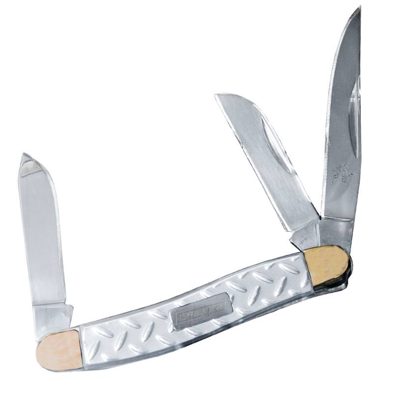 PBR Diamond Plate Handle Stockman Knife In Display Tin Box - TOPHATTER'S ARMORY DEALS Collectible Weapons - Tophatter Daily Deals