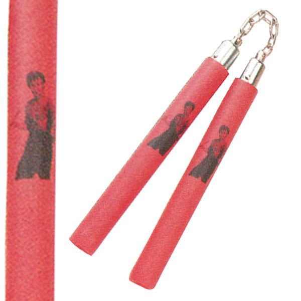 Nunchaku - Chained 12 Inch Red Foam Padded - Tophatter's Guns'N'Weapons Store Collectible Weapons - Tophatter Daily Deals