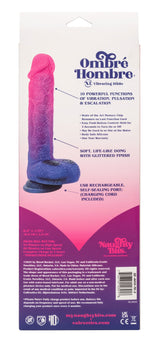 Naughty Bits Ombré Hombre XL Vibrating Dildo in Pink and Blue with Glitter Finish > Vibrators > Realistic Vibrators - Tophatter Daily Deals