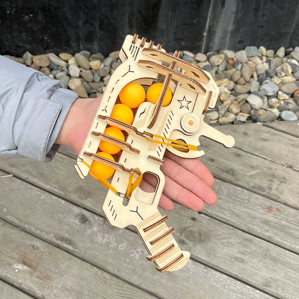 Ranger Ping Pong Ball Shooter Wooden Rubber Band Gun Model Kit - Tophatter Daily Deals
