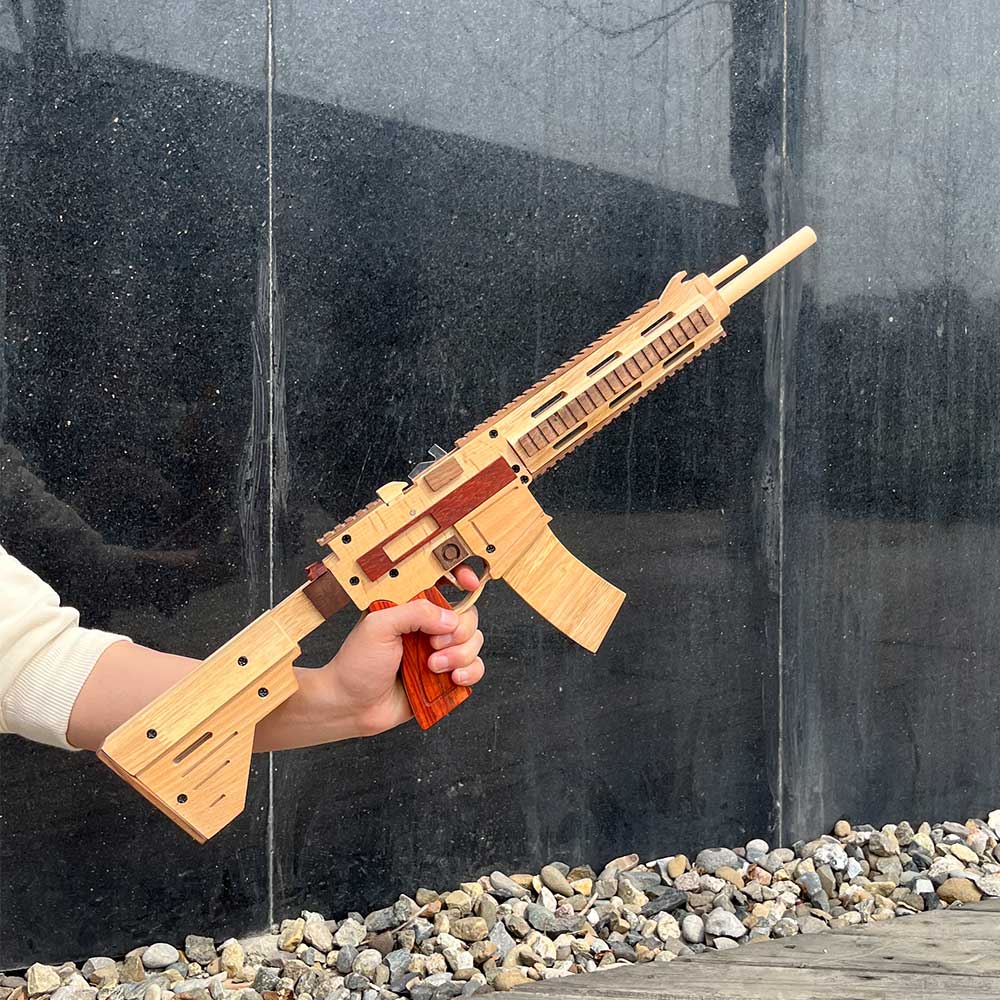 M416 Wooden Rubber Band Gun Model Kit - Tophatter Daily Deals