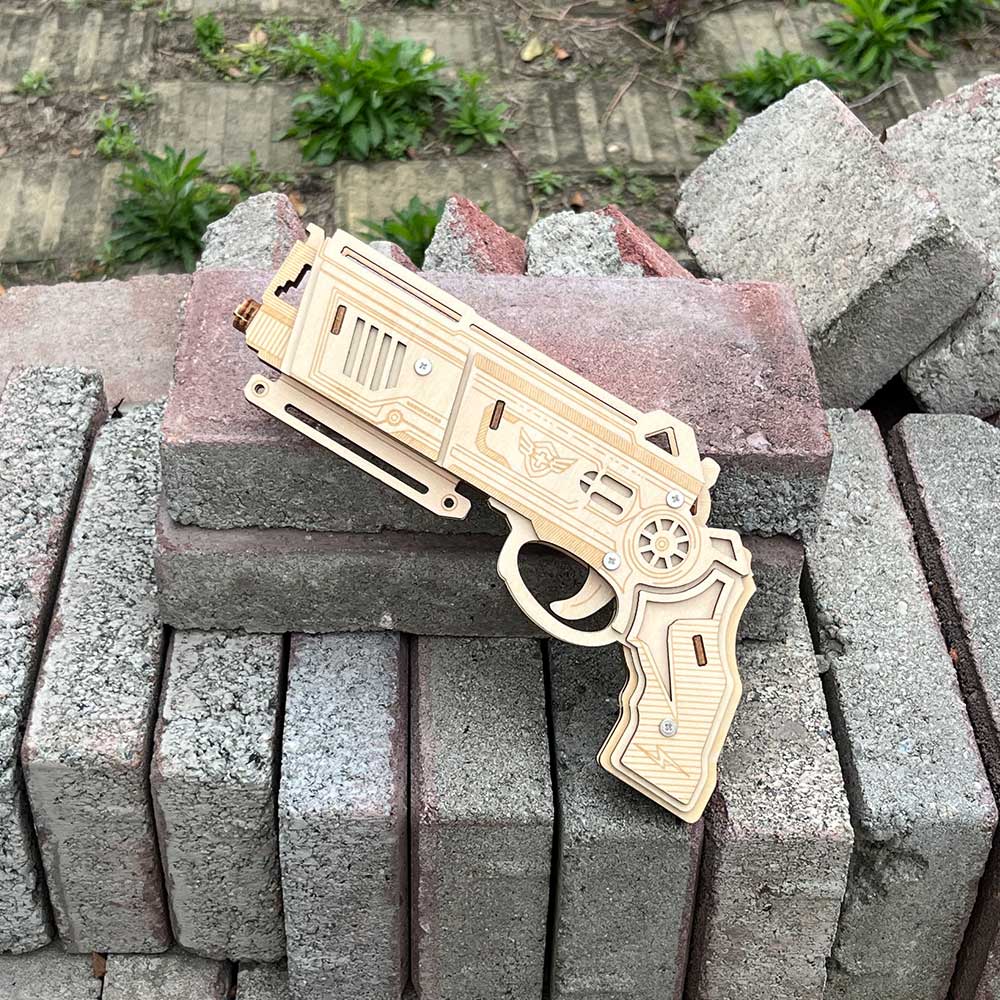 3D Wooden Rubber Band Gun Model Kit - Tophatter Daily Deals