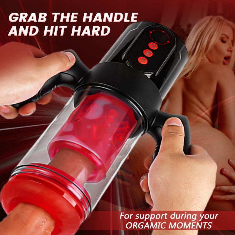 Acmejoy - Terminator 9 Telescopic Rotating Sucking with Handle Male Stroker - Tophatter Daily Deals