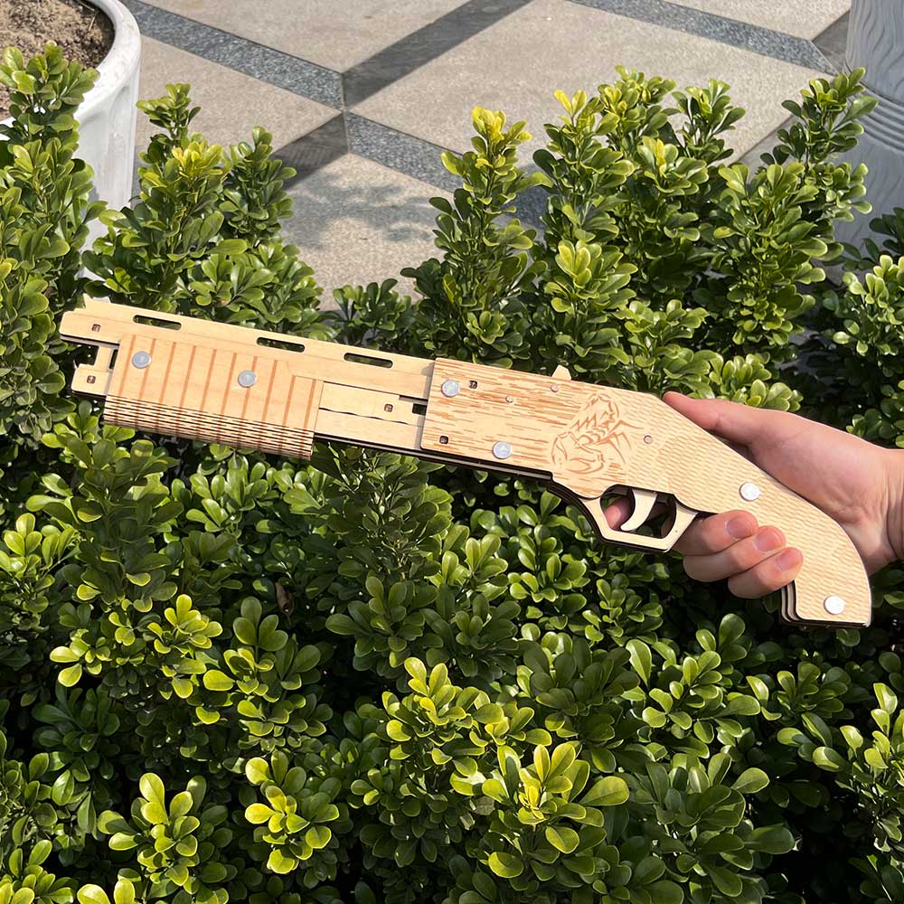 Wooden Mossberg Shotgun Rubber Band Gun Model Kit - Tophatter Daily Deals