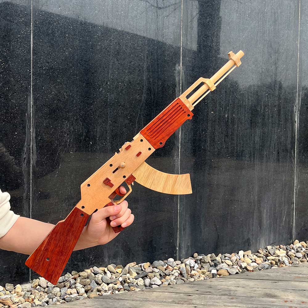 AK47 Wooden Replica Rubber Band Gun Model Kit - Tophatter Daily Deals