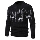 Warm Classic Men's Pullover - Crewneck Cotton Jacquard Black - Tophatter Daily Deals