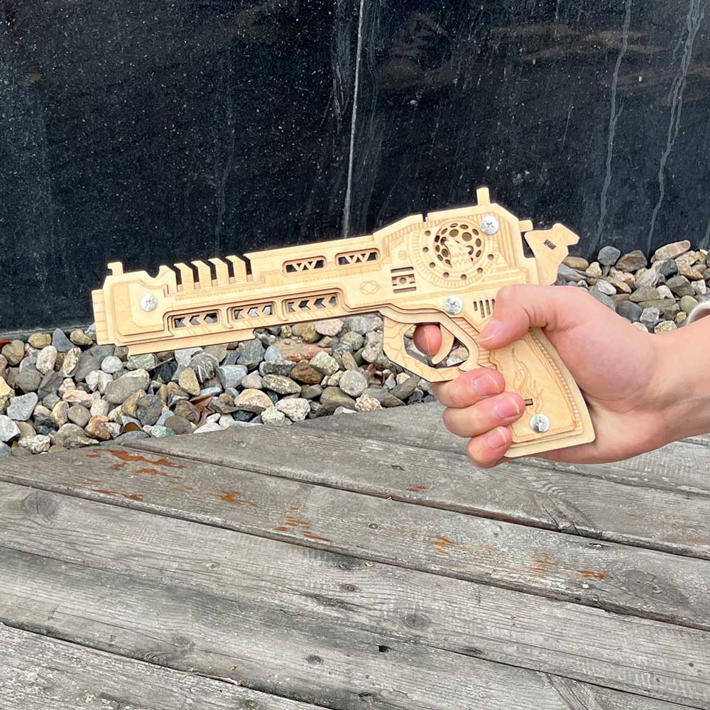 3D Gun Puzzle Wooden Rubber Band Gun Model Kit - Tophatter Daily Deals