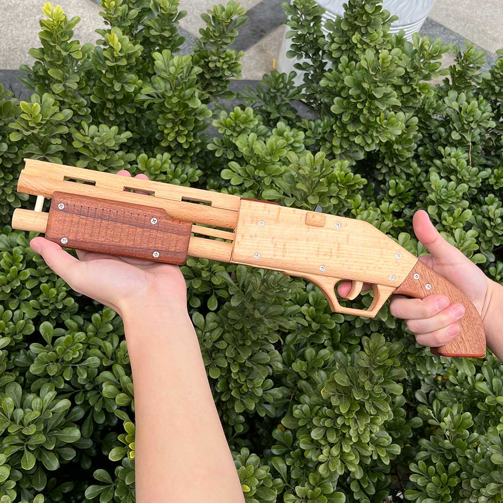 Assembled M37 Shotgun Rubber Band Wooden Replica Gun - Tophatter Daily Deals
