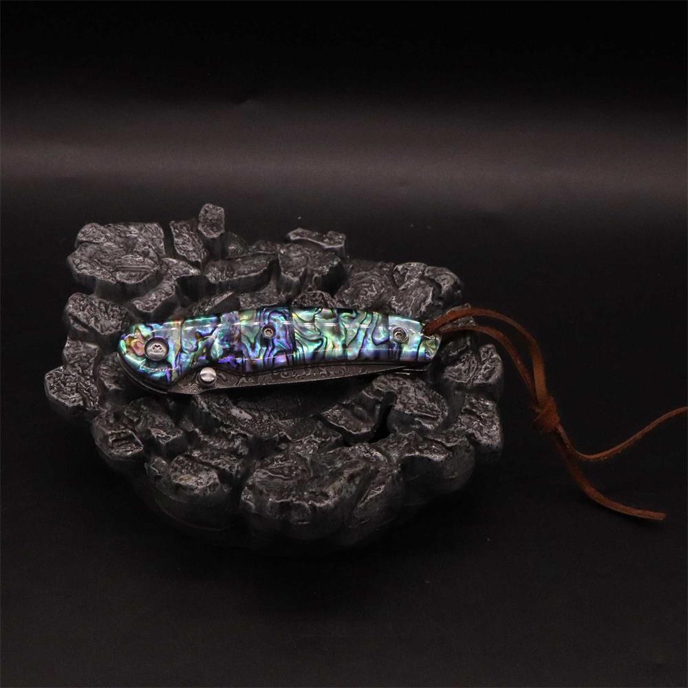 Damascus Knife Handmade Colored Folding Knife - Tophatter Daily Deals