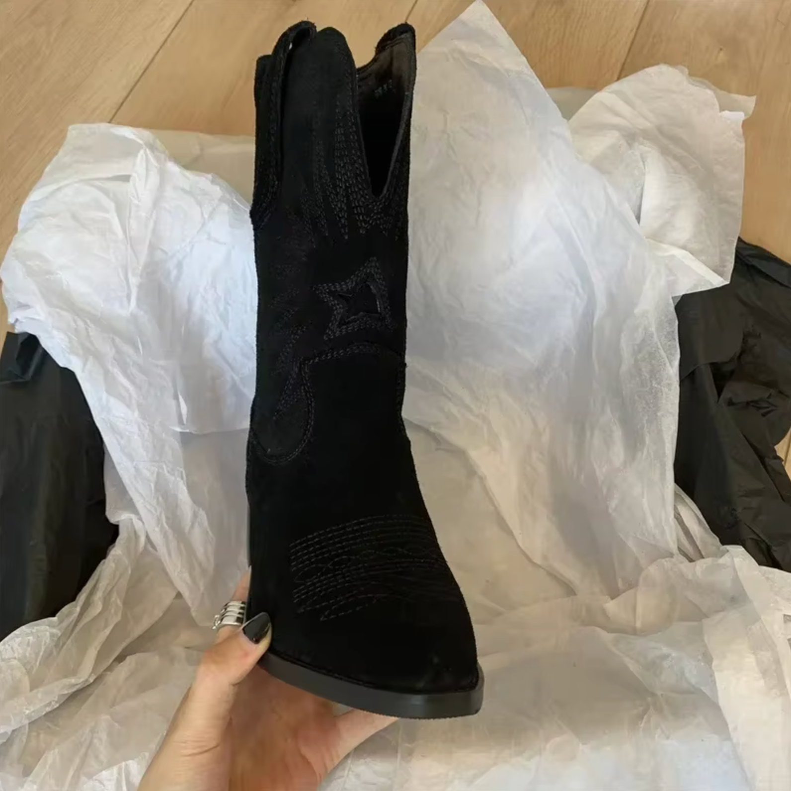 Supportive Women’s Cowboy Boots - Mid Calf, Suede, Everyday - Tophatter Daily Deals