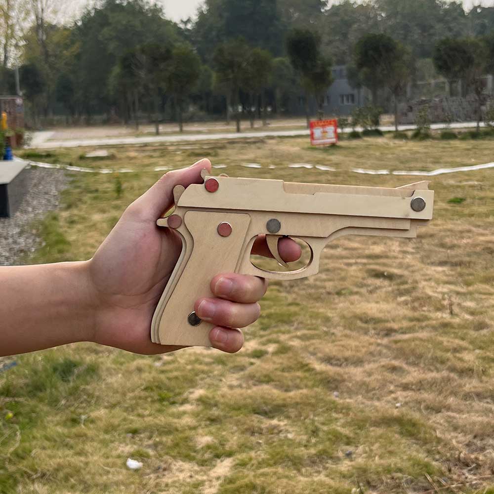 Assembled M92F Wooden Rubber Band Gun - Tophatter Daily Deals