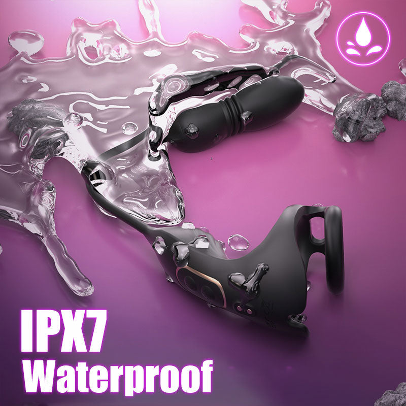 Acmejoy - 9 Thrusting & Vibrating Prostate Massager with Dual Cocking Rings Testicular Stimulator Anal Toys - Tophatter Daily Deals