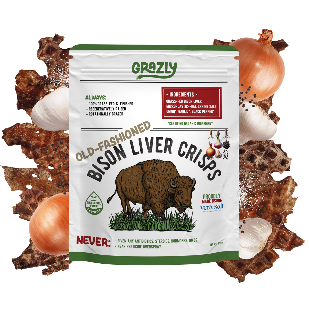 Bison Liver Crisps - 100% Grass-Fed/Finished Old Fashioned 1 Pack Health & Wellness - Tophatter Daily Deals