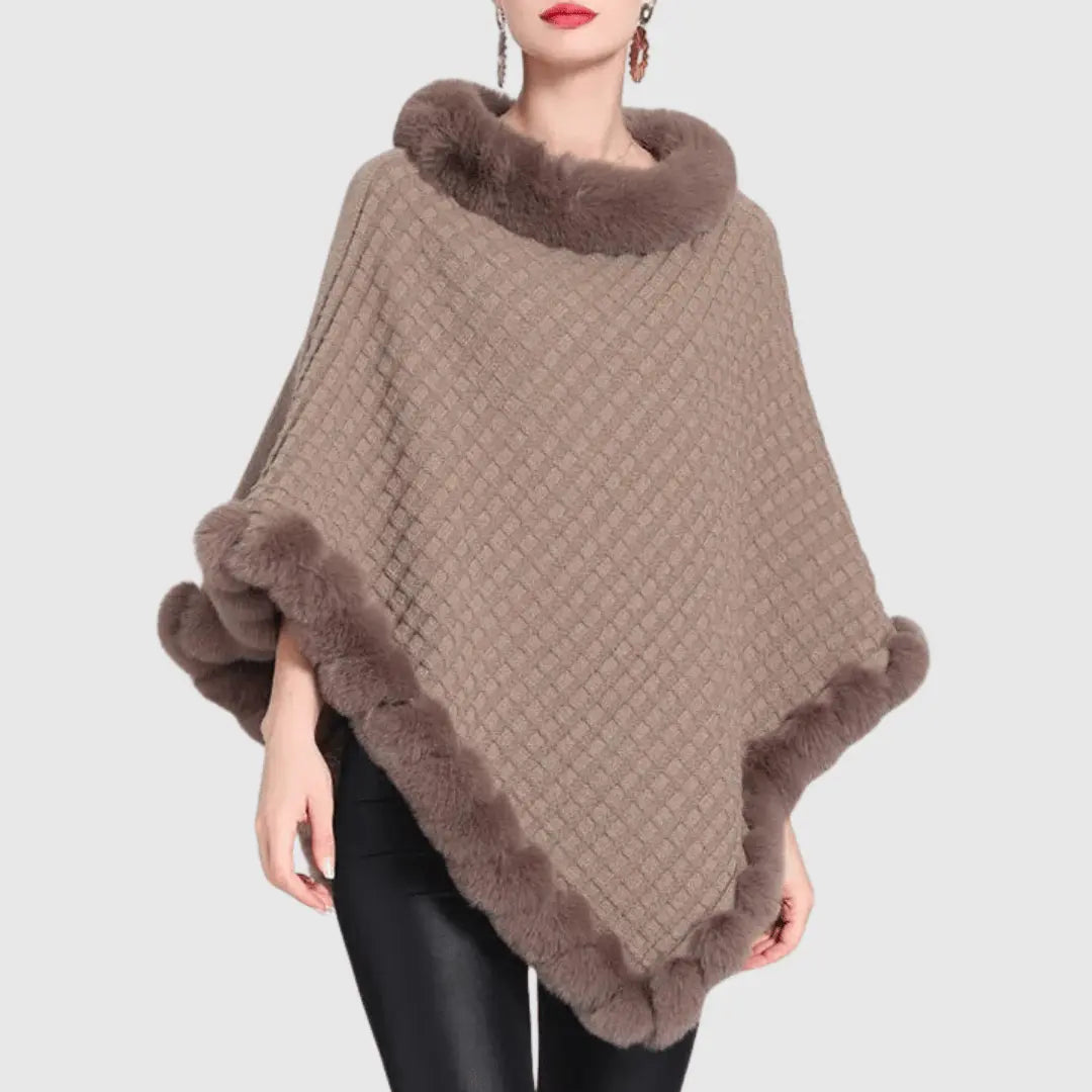 Warm Cozy Women's Poncho - Slouchy Cowl, Acrylic, For Fall Taupe One Size - Tophatter Daily Deals