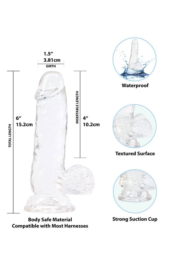 Crystal Addiction - Clear Realistic Dildo with Balls - 6 Inches Sex Toy - Tophatter Daily Deals