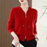 Lightweight Women's Zip Hoodie - Relaxed Knit For Spring Red - Tophatter Daily Deals