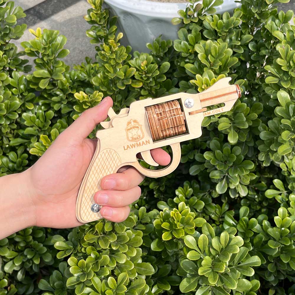 Assembled Colt Law Enforcement Officer Wooden Rubber Band Gun Model Kit - Tophatter Daily Deals