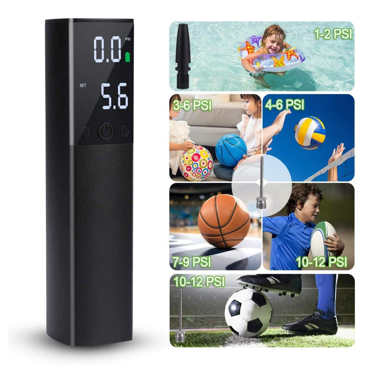 Electric Ball Pump - Deeplee Electric Ball Pump with LED Digital Display, Battery Powered for Soccer Soccer - Tophatter Daily Deals