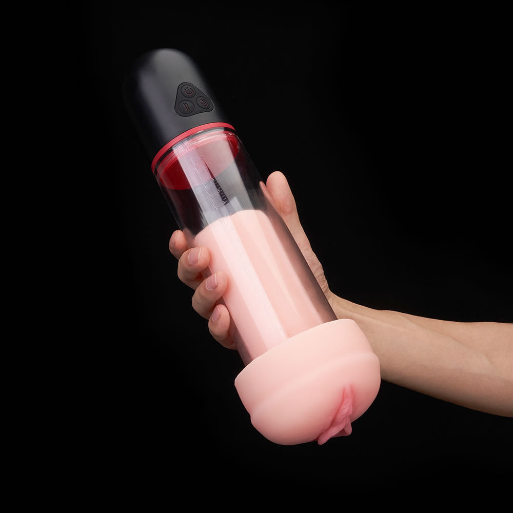 Acmejoy S-HANDE Pussy-Shaped Sleeve 3 Sucking 9 Vibrating Male Enlargement Pumps Penis Pumps - Tophatter Daily Deals