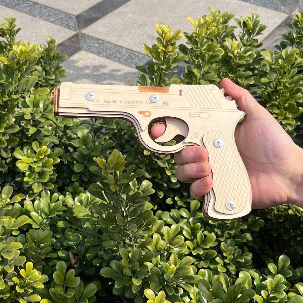 Assembled Beretta Wooden Rubber Band Gun Model Kit - Tophatter Daily Deals
