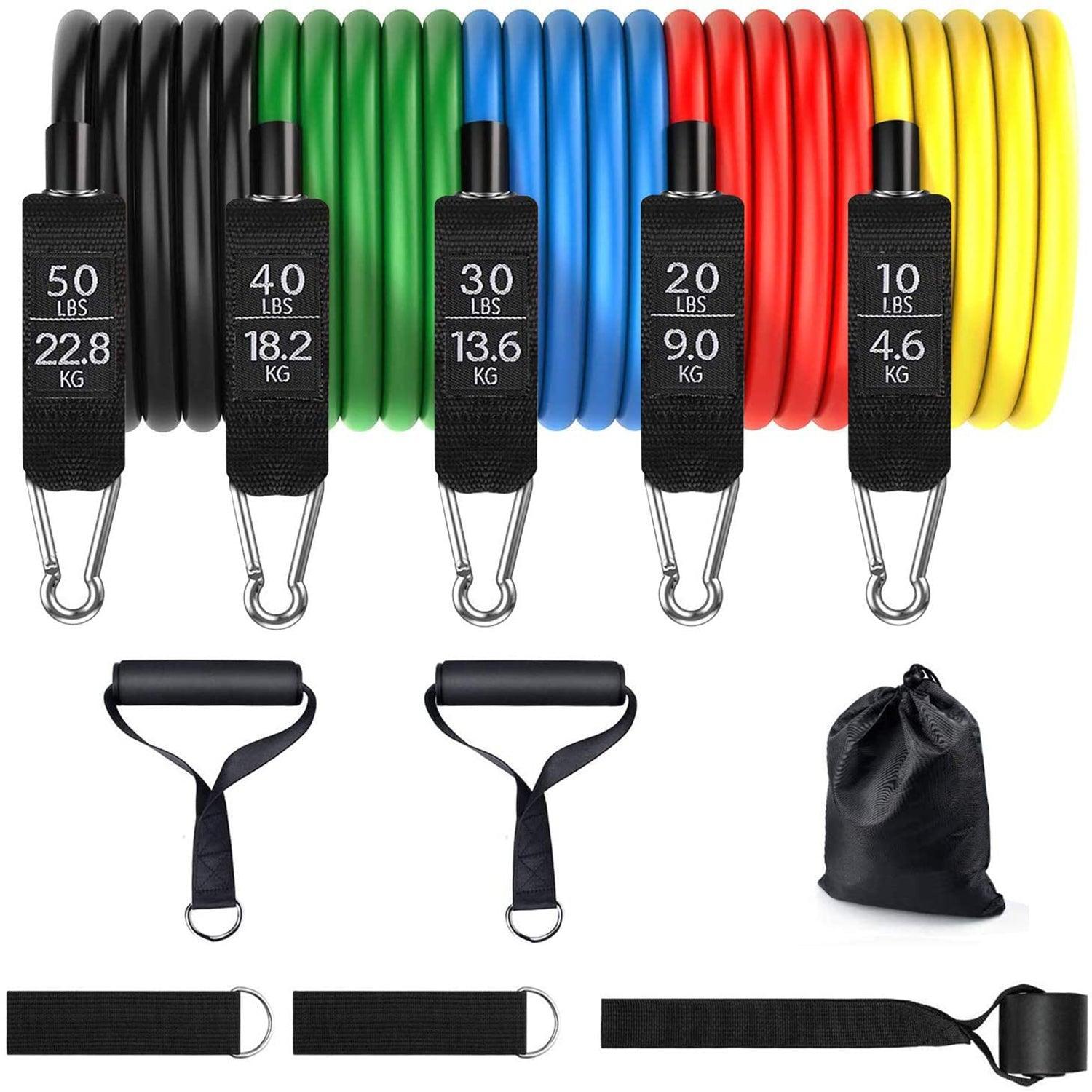 Best Resistance Band Set - 150LBS Resistance Bands Training Set Workout Exercise Crossfit Fitness Yoga Tube Fitness - Tophatter Daily Deals