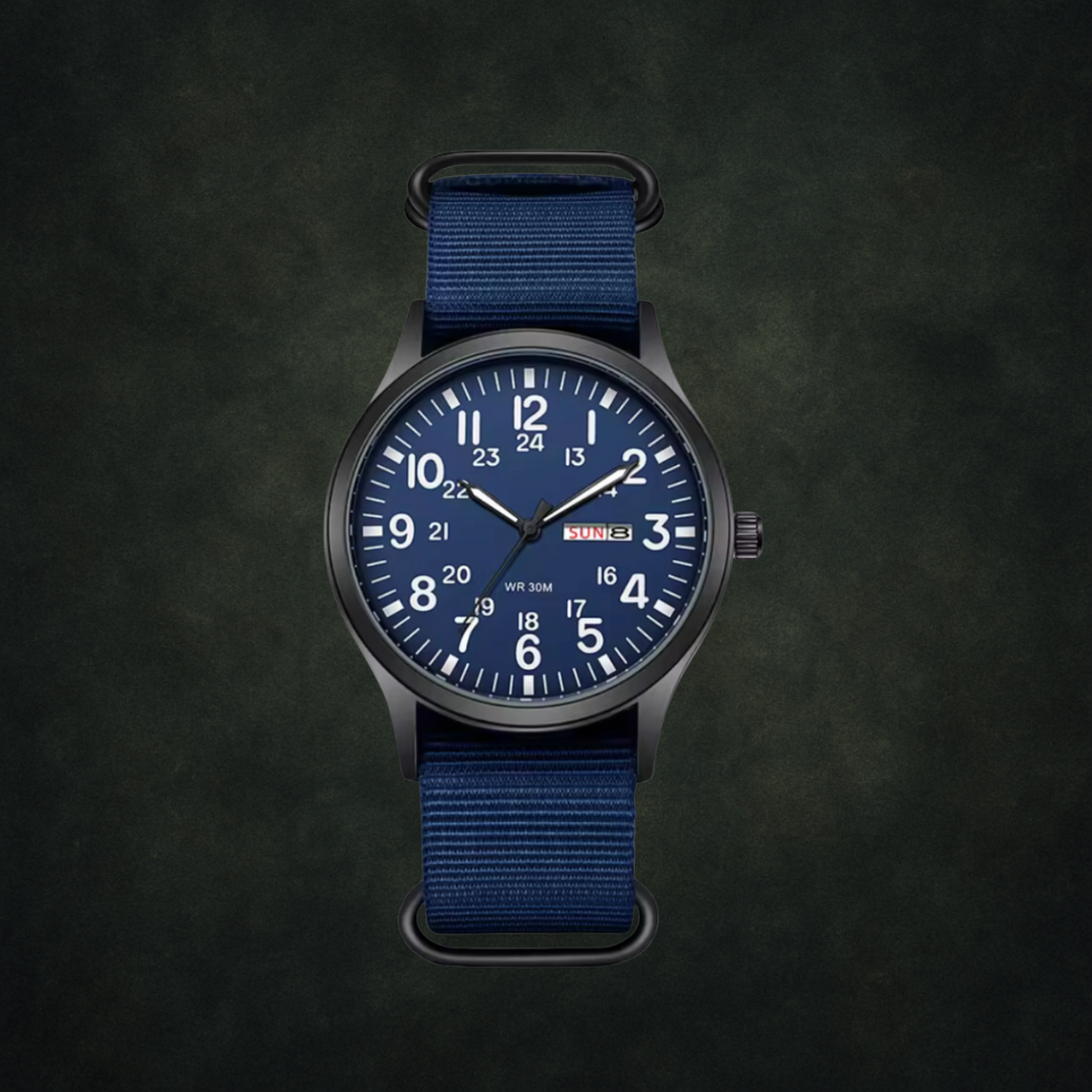 Durable Men’s Military-Style Watch – Waterproof, Scratch-Resistant, 42mm Dial – Green Black Blue Men's wristwatches - Tophatter Daily Deals
