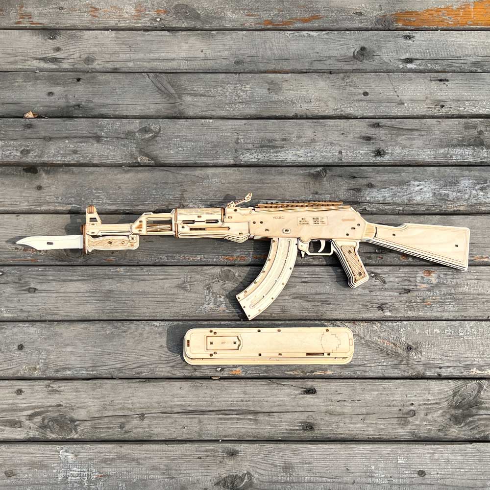AK47 Wooden Rubber Band Replica Gun Model Kit - Tophatter Daily Deals