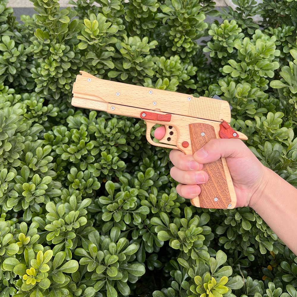 Assembled M1911 Wooden Replica Rubber Band Gun - Tophatter Daily Deals