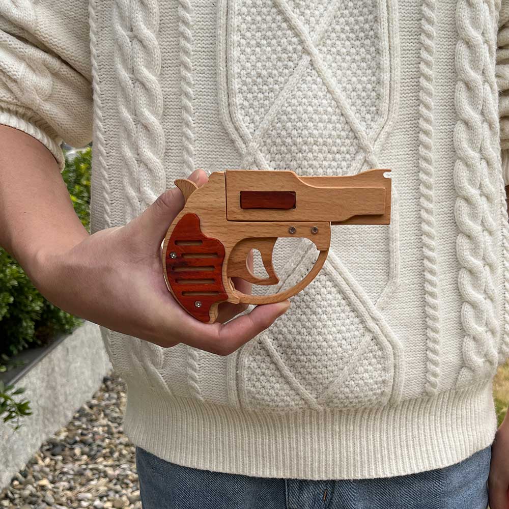 Solid Wood Mini Revolver Rubber Band Gun - Tophatter Daily Deals