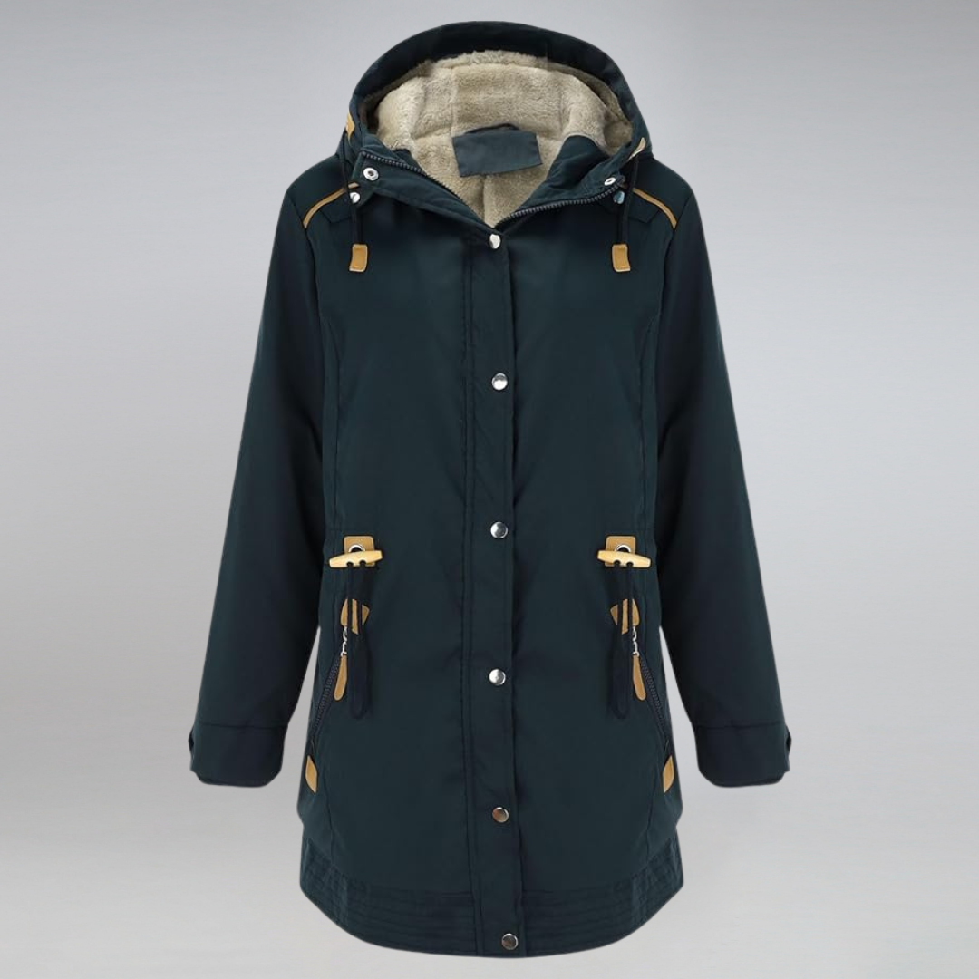 Warm Cozy Women's Parka Jacket - Mid-Thigh Faux Shearling Navy blue - Tophatter Daily Deals