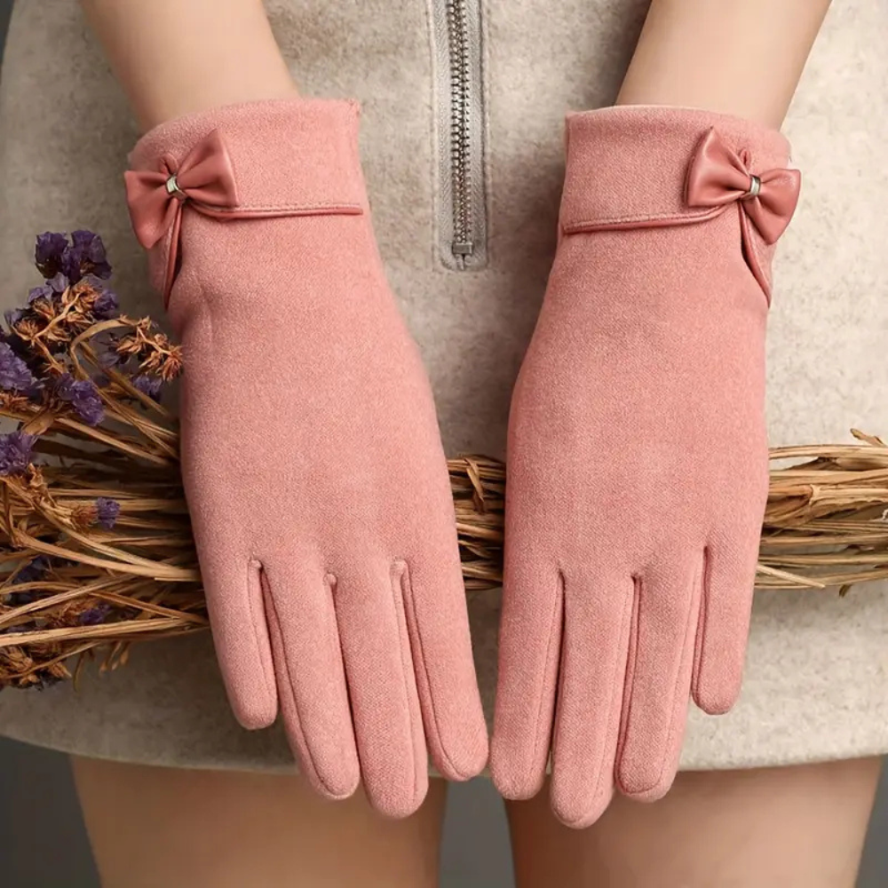 Warm Womens Touchscreen Gloves - Short Fitted Suede Winter - Tophatter Daily Deals
