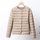 Lightweight Women Down Jacket - Cropped Boxy, Down, Layering Khaki - Tophatter Daily Deals