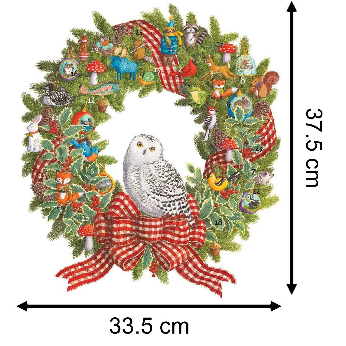 Snowy Owl 3D Christmas Advent Calendar | Christmas Wreath-Shaped Calendar - 33cm Advent Calendar - Tophatter Daily Deals