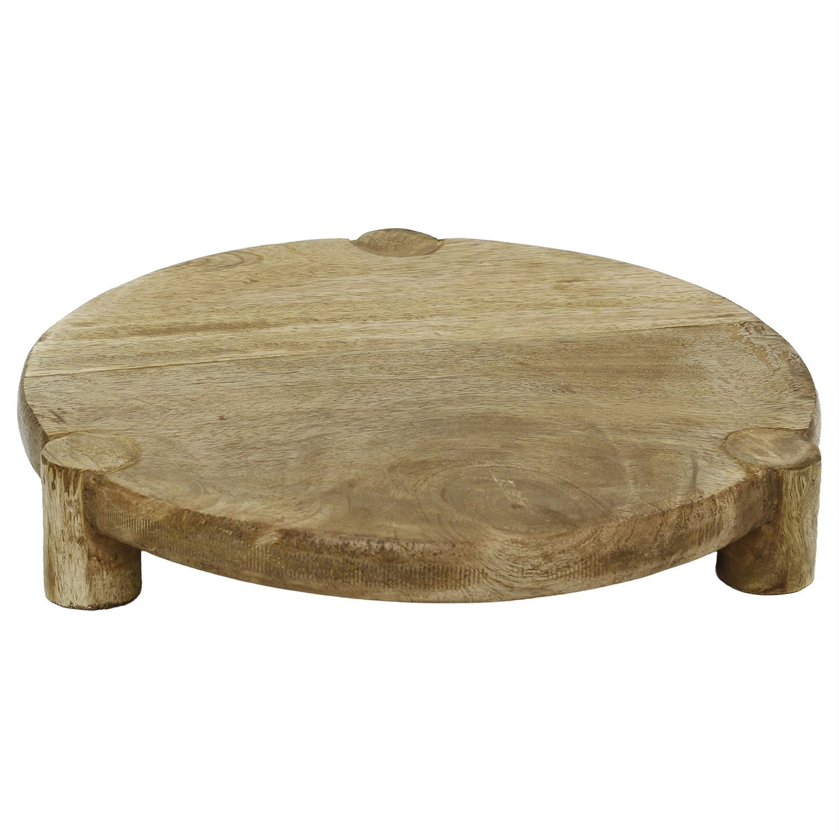 Set of 3 Round Mango Wood Serving Platters, Raised Serving Boards Serving Board - Tophatter Daily Deals