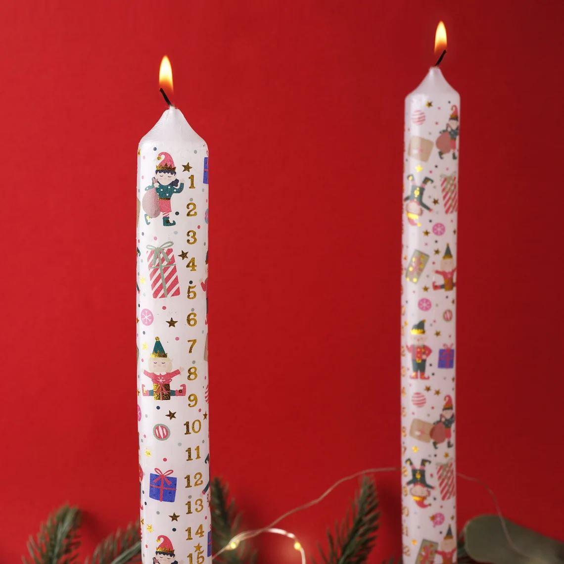 Set of 2 Santas Workshop Christmas Advent Candles | Advent Christmas Candles Advent Candle - Tophatter Daily Deals