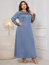 Honey Plus Size Printed Round Neck Long Sleeve Dress Casual Dresses - Tophatter Daily Deals