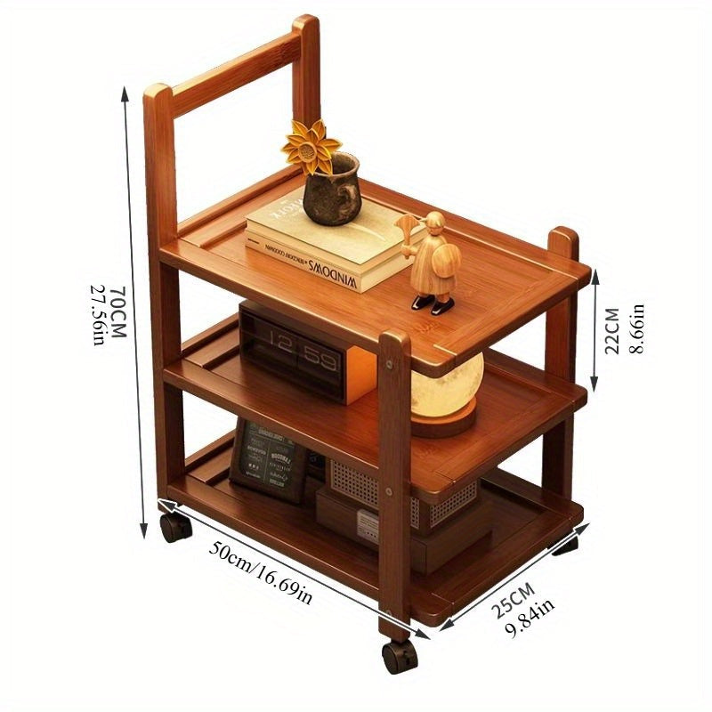 Solid Wood Side Table with Storage Kitchen Islands & Carts - Tophatter Daily Deals