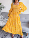 Smocked Square Neck Flounce Sleeve Dress Casual Dresses - Tophatter Daily Deals